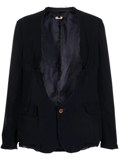 Raw-Edge Single-Button Blazer