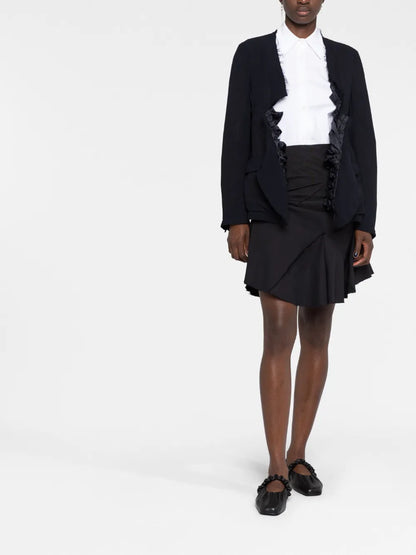Raw-Edge Single-Button Blazer