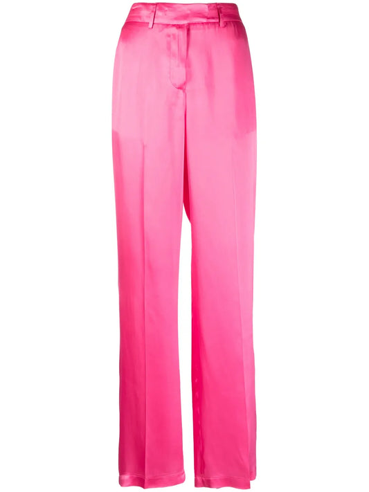 Satin-Finish Straight-Leg Trousers