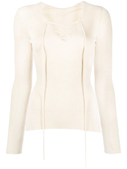 Tie-Front Long-Sleeve Top