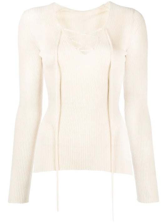 Tie-Front Long-Sleeve Top