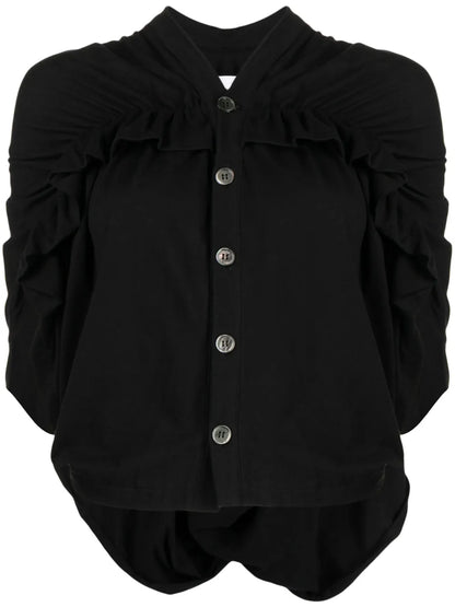 Ruffle-Trim Cotton Cardigan