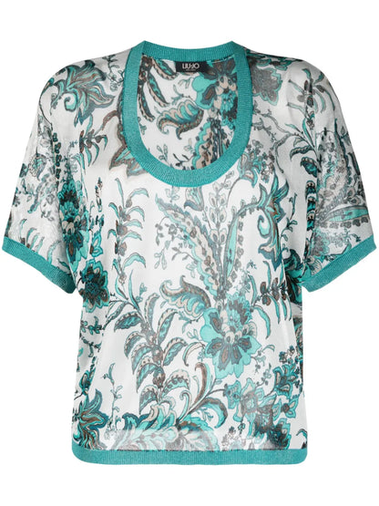 Paisley Print Fine Knit Top