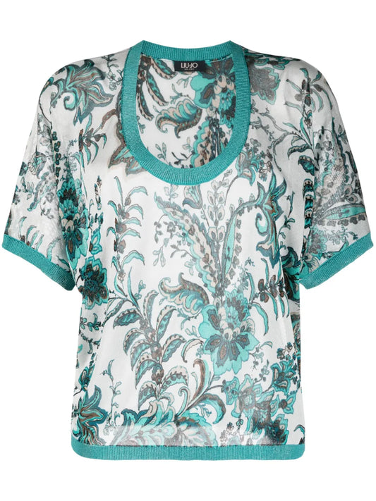 Paisley Print Fine Knit Top