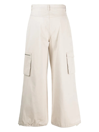 Multiple-Pockets Wide Leg Trousers