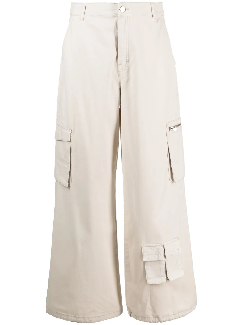 Multiple-Pockets Wide Leg Trousers
