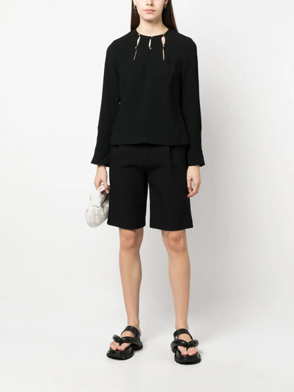 Sharon Long-Sleeve Crepe Blouse