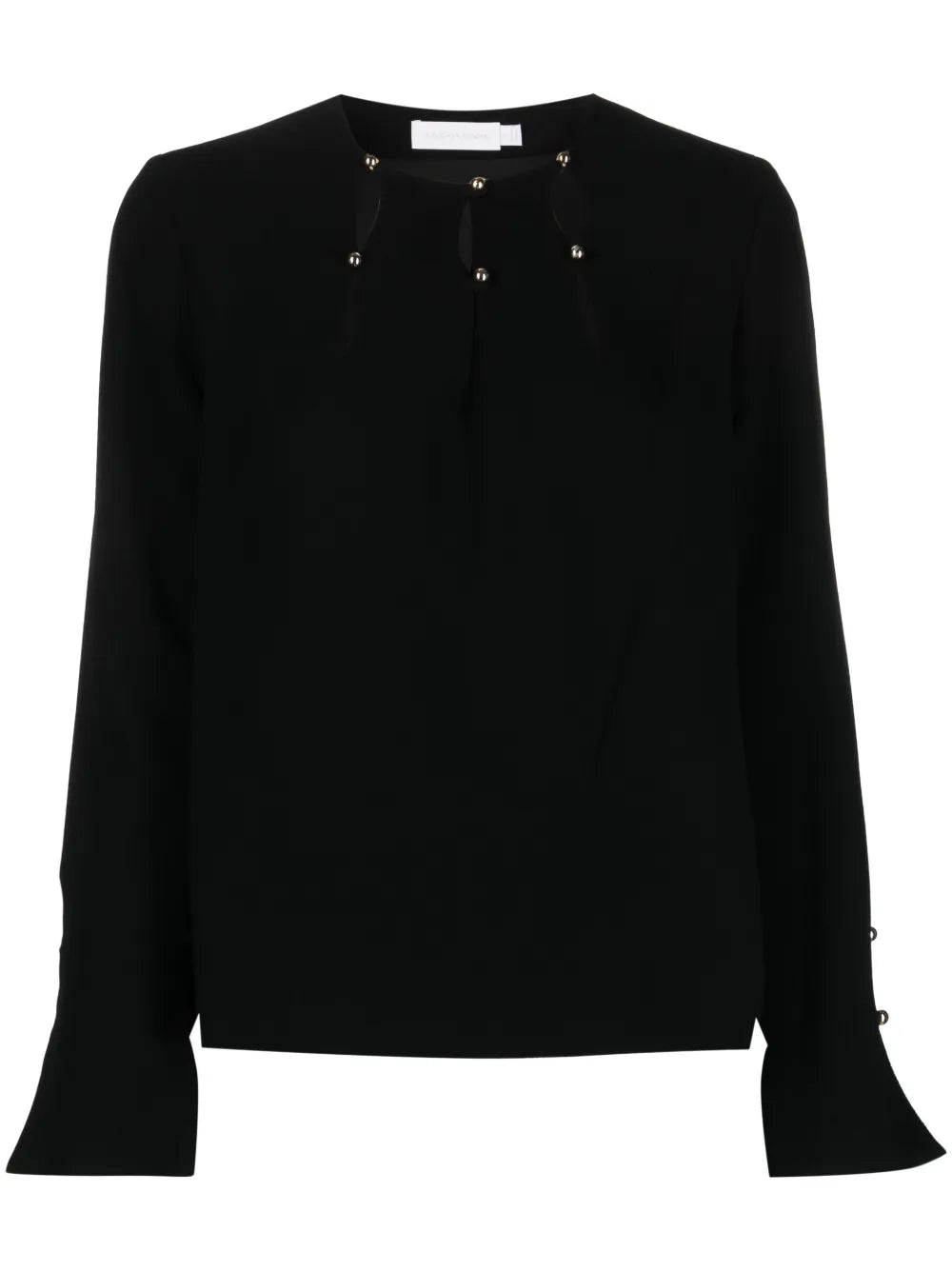 Sharon Long-Sleeve Crepe Blouse