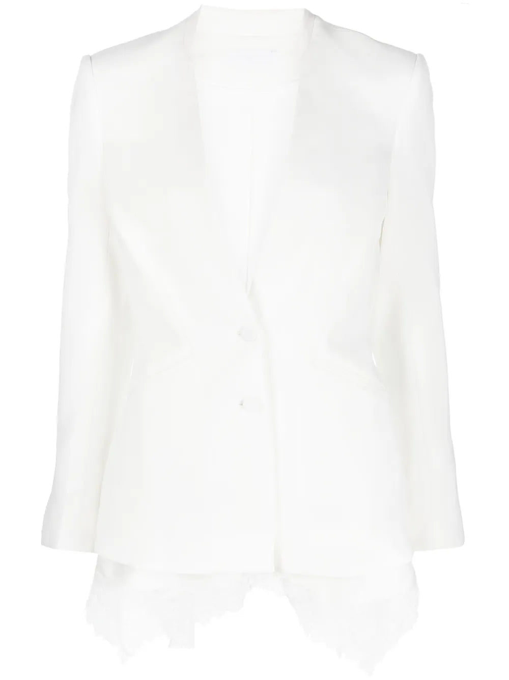 Lace-Hem Collarless Blazer
