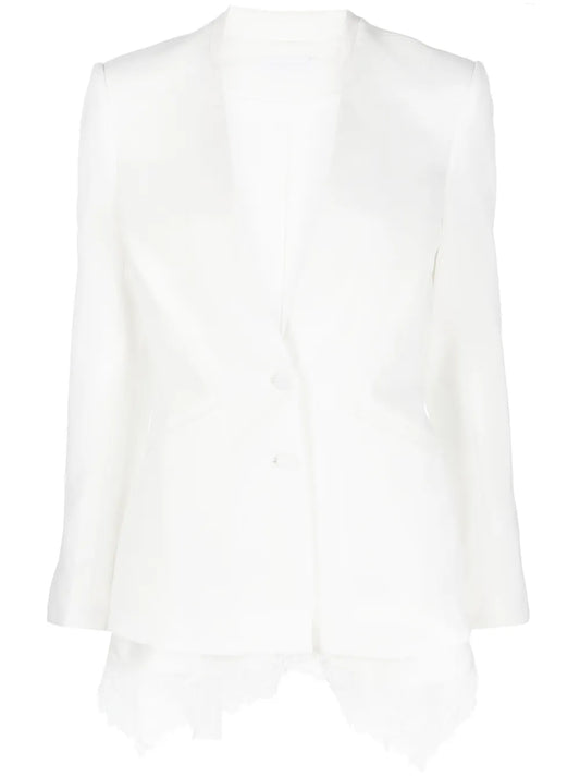 Lace-Hem Collarless Blazer
