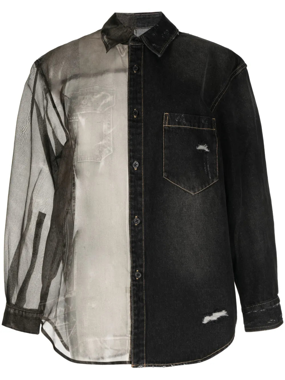 Semi-Sheer Panelled Shirt