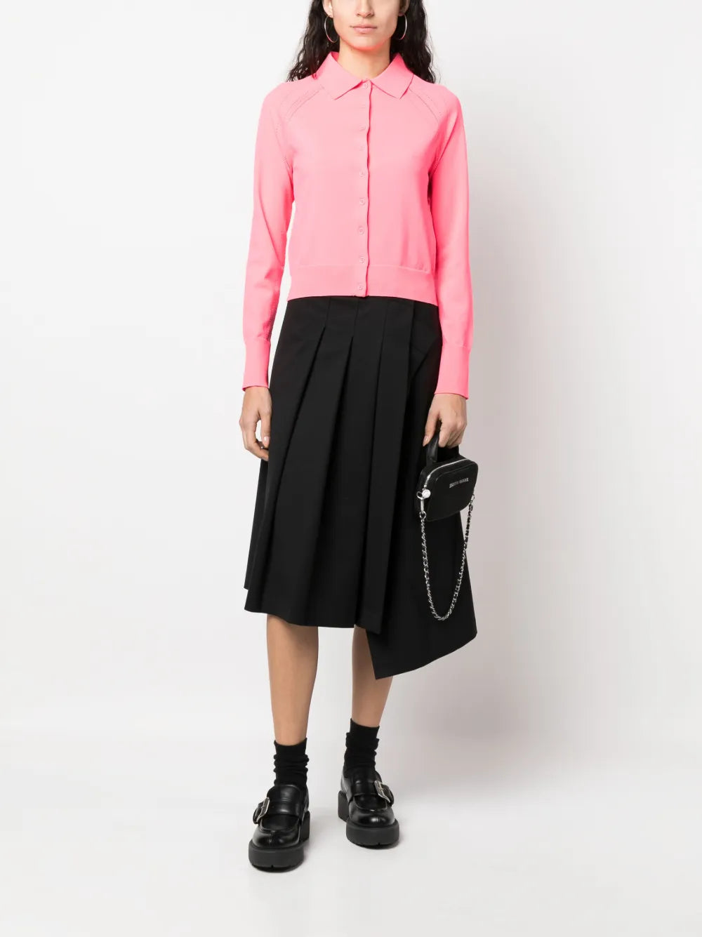 Pointelle-Knit Cropped Cardigan