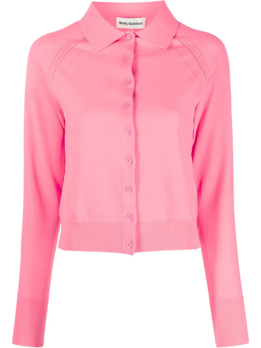 Pointelle-Knit Cropped Cardigan