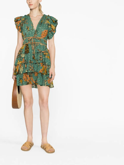 Marni Floral-Print Ruffled Minidress