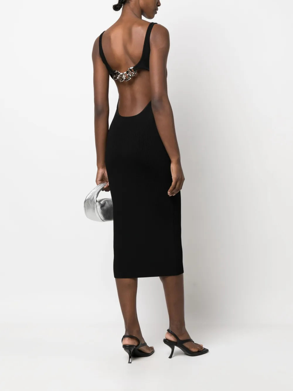 Chain-Detail Backless Knit Dress