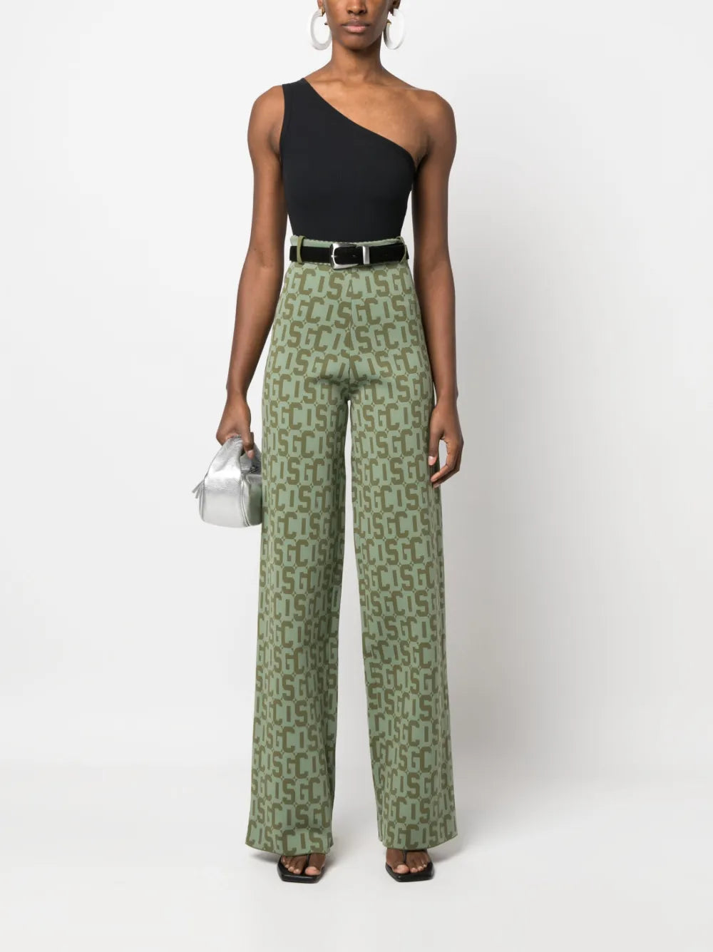 Monogram High-Waisted Knit Trousers