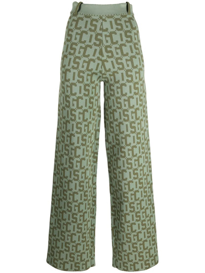 Monogram High-Waisted Knit Trousers
