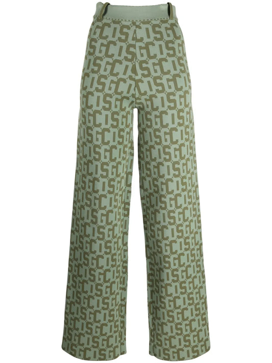 Monogram High-Waisted Knit Trousers