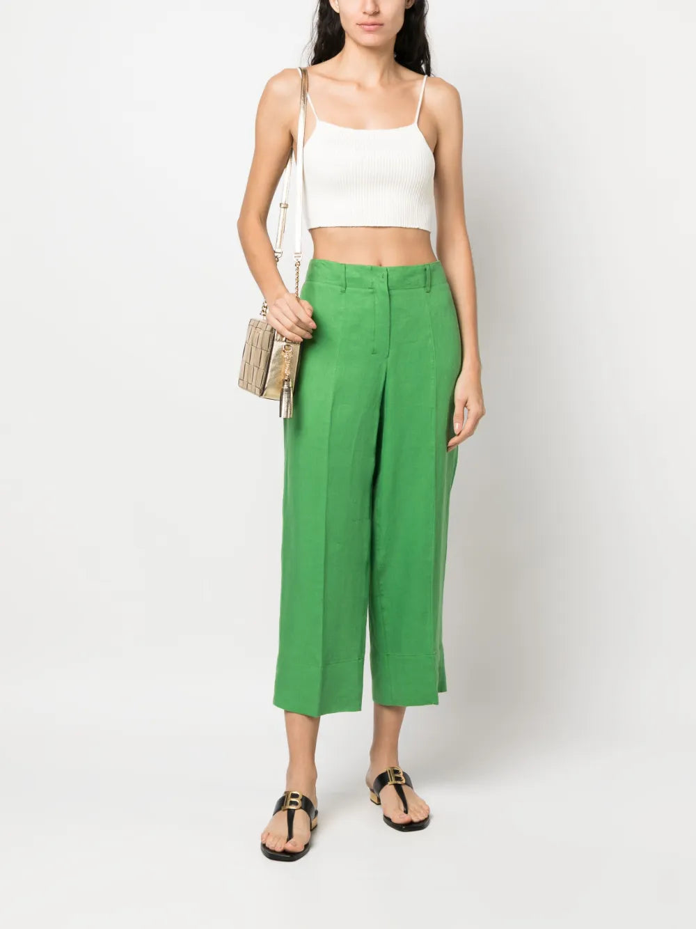 Washed Linen Cropped Trousers
