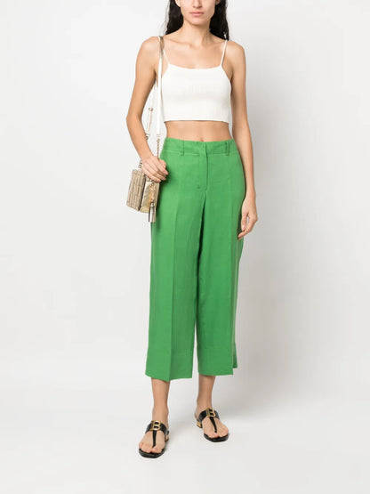 Washed Linen Cropped Trousers