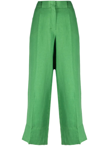Washed Linen Cropped Trousers