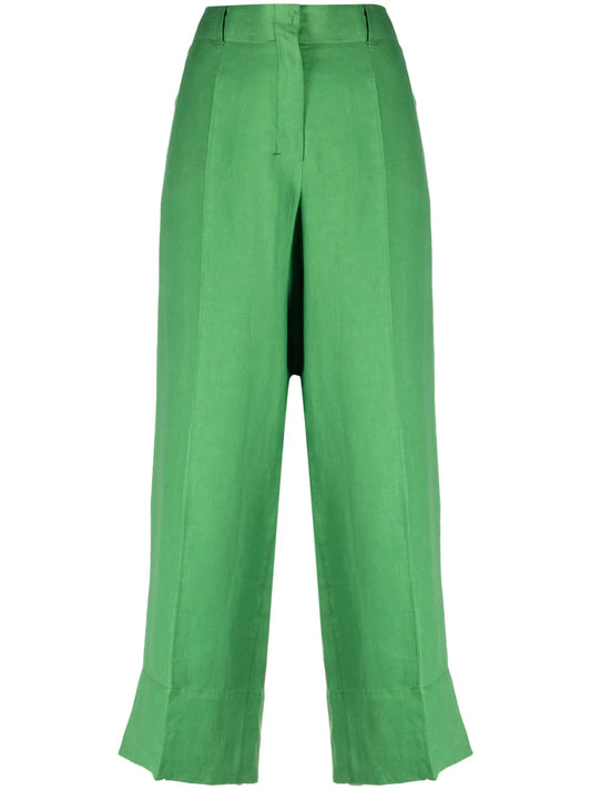 Washed Linen Cropped Trousers