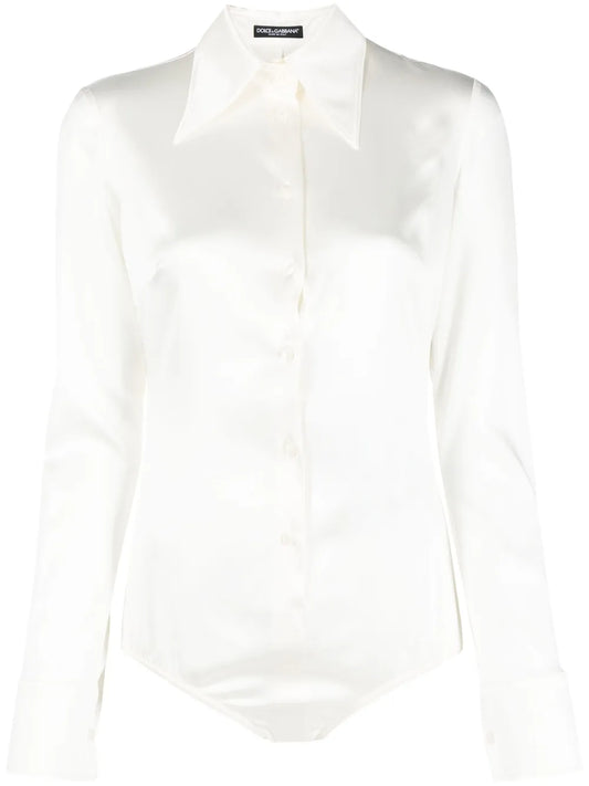 Satin Long-Sleeve Bodysuit