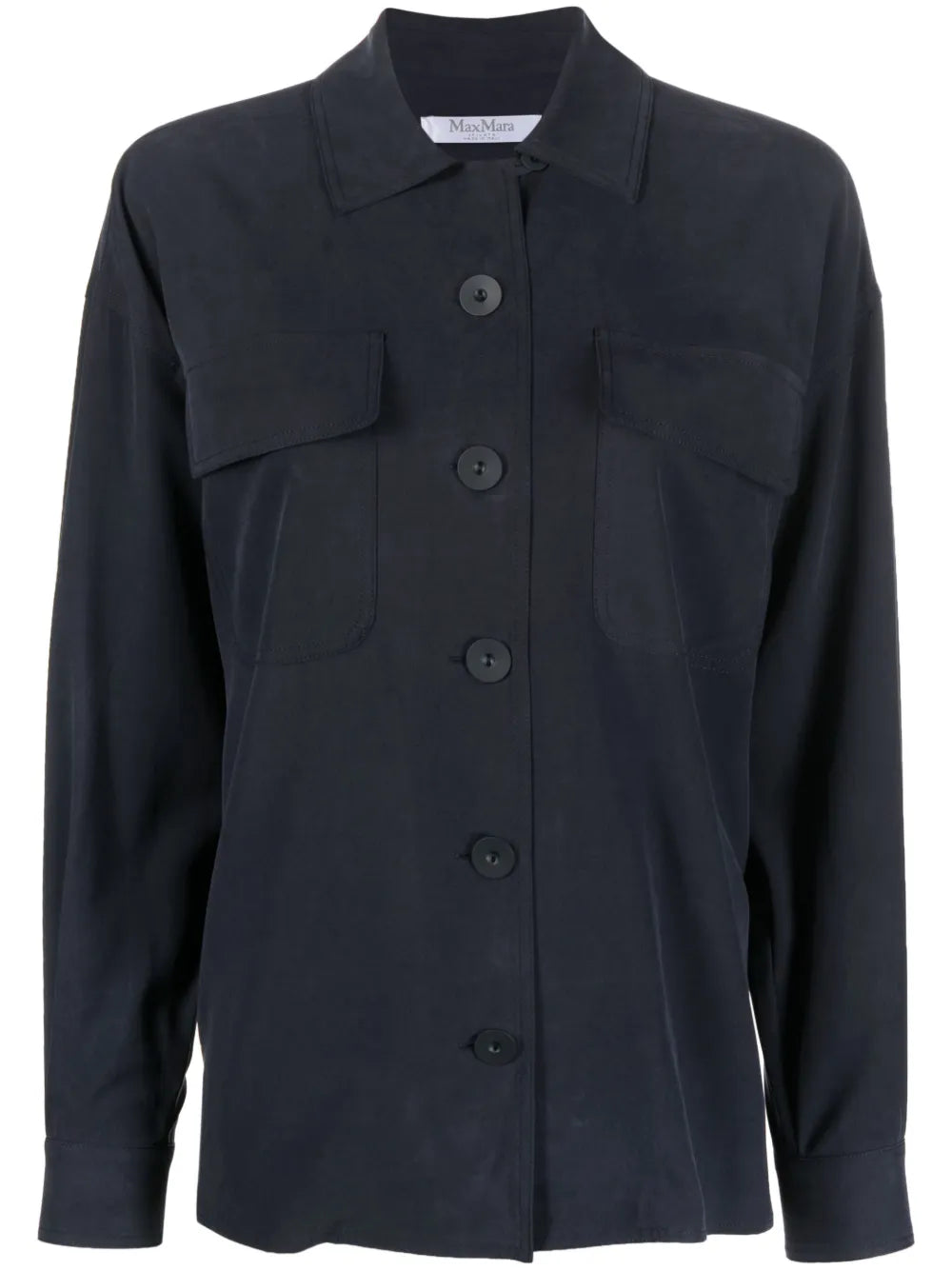 Long-Sleeve Button-Up Silk Shirt