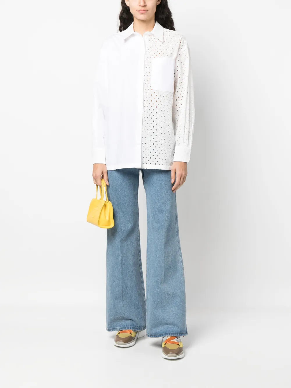 Broderie Anglaise-Panelled Shirt