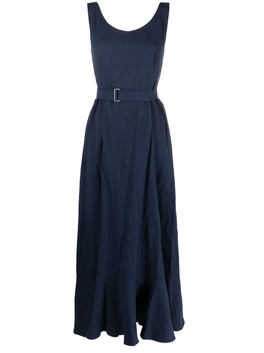 Open-Back Frilled Midi Dress