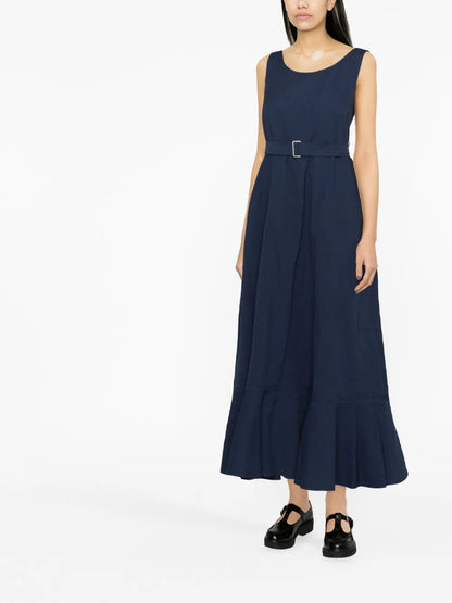 Open-Back Frilled Midi Dress