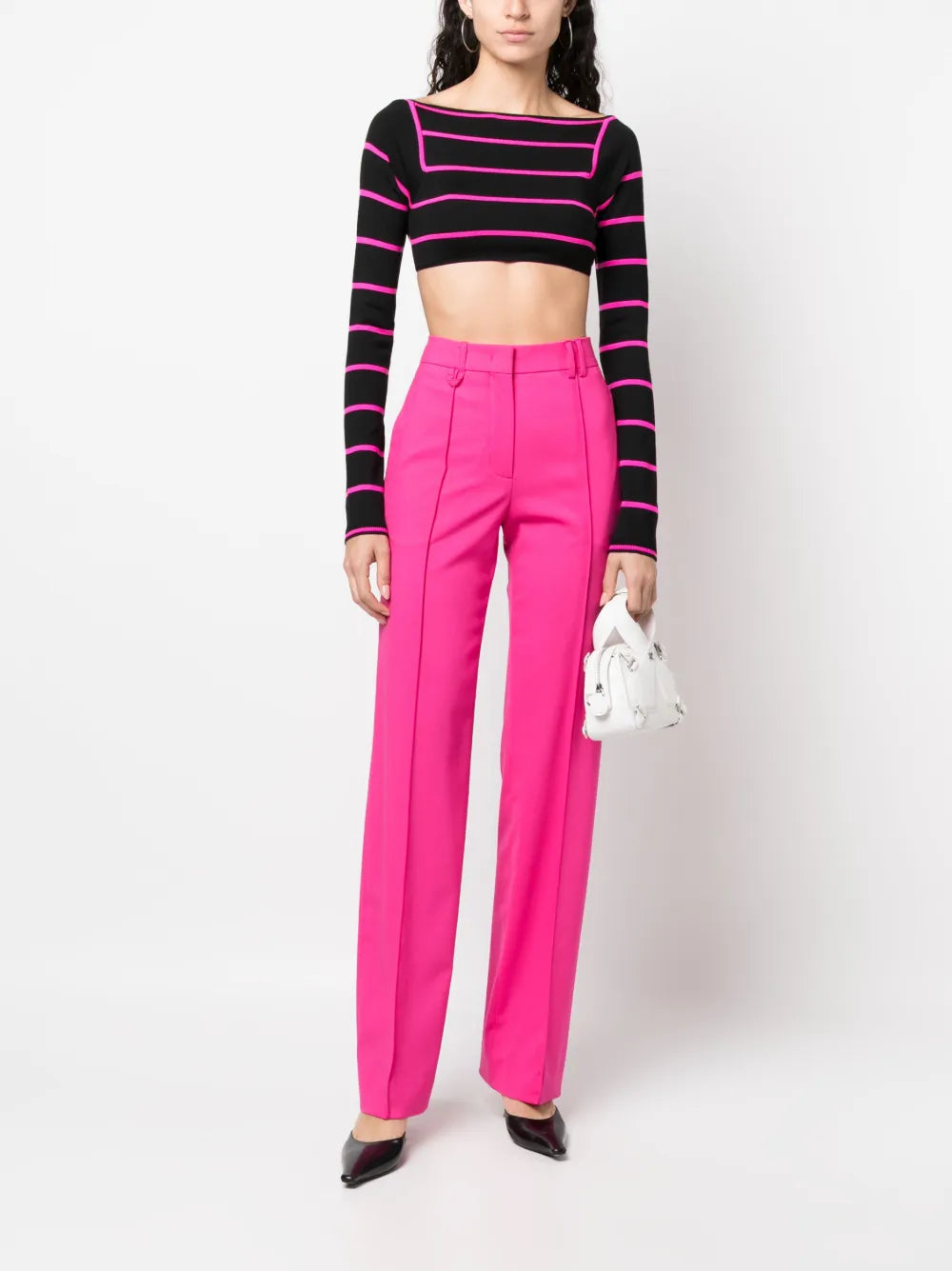 Stripe-Jacquard Wool Cropped Top