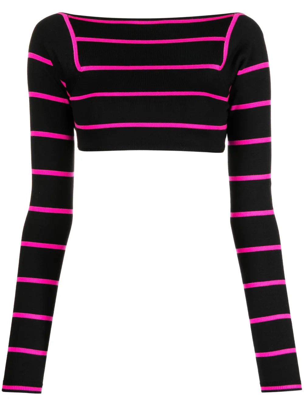 Stripe-Jacquard Wool Cropped Top