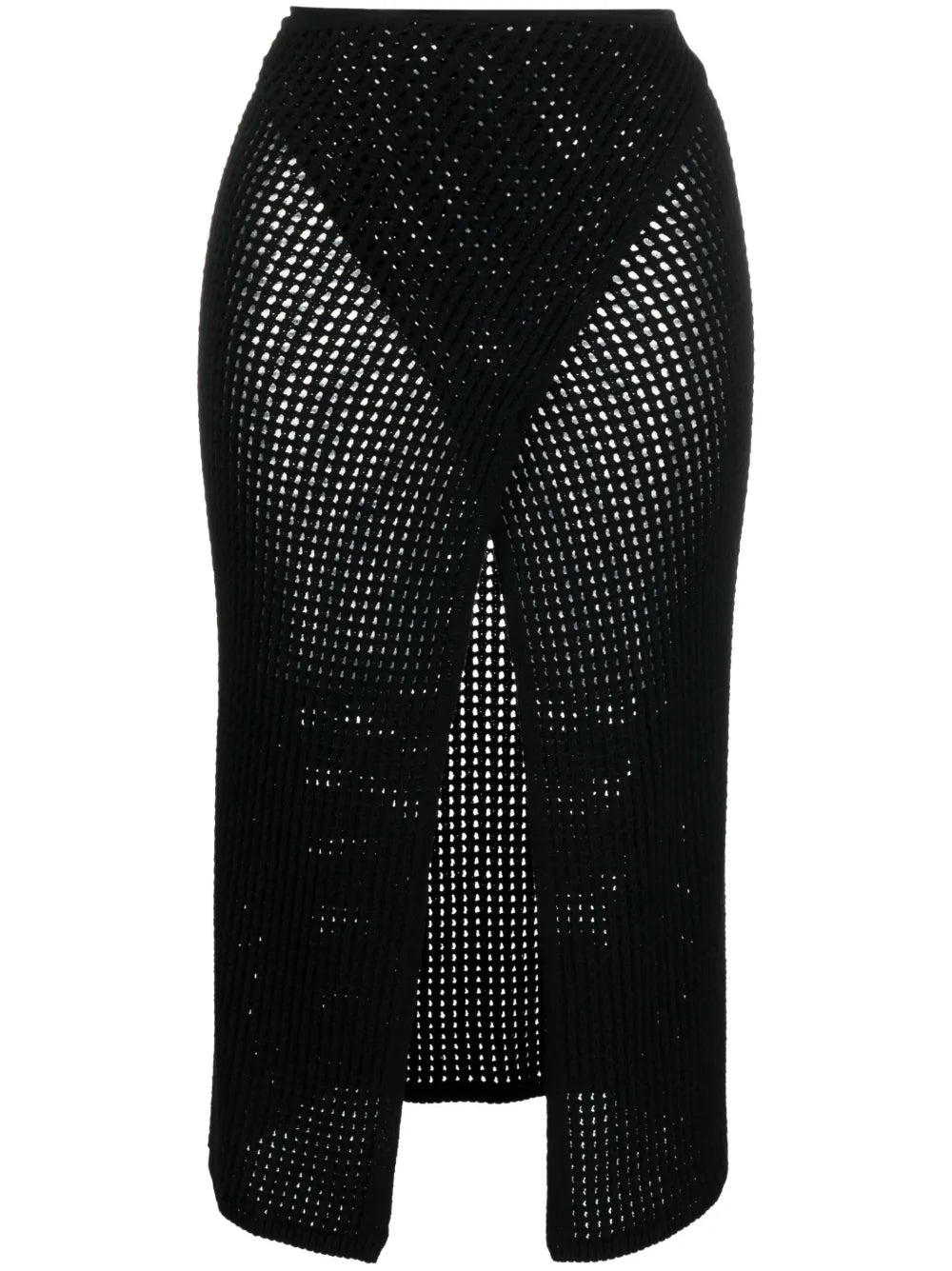Slit-Open Crochet Midi Skirt