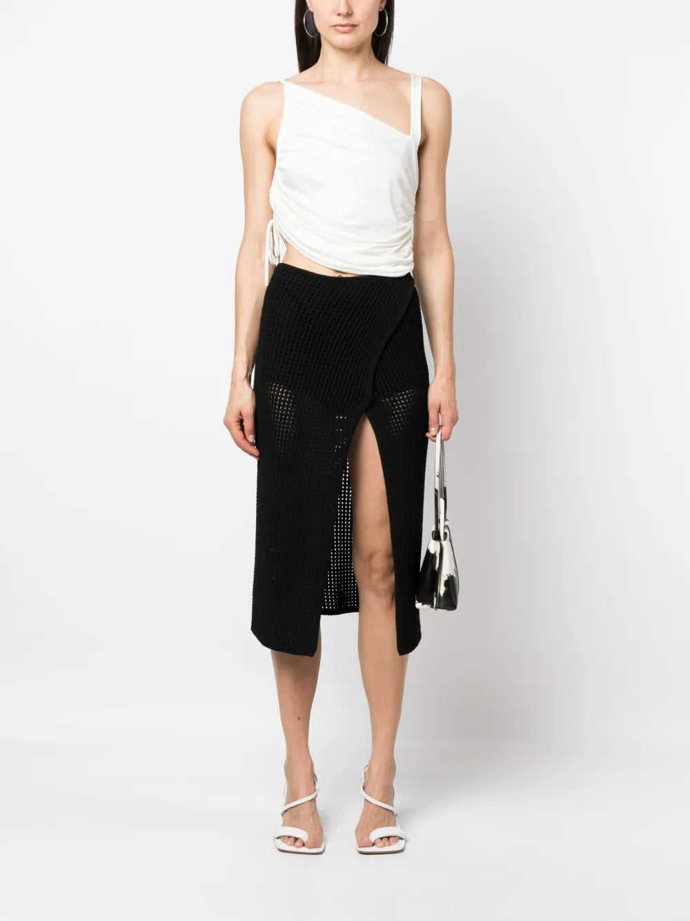 Slit-Open Crochet Midi Skirt