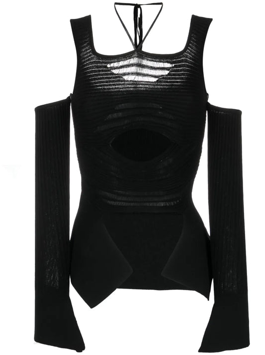 Cut Out-Detail Knitted Top