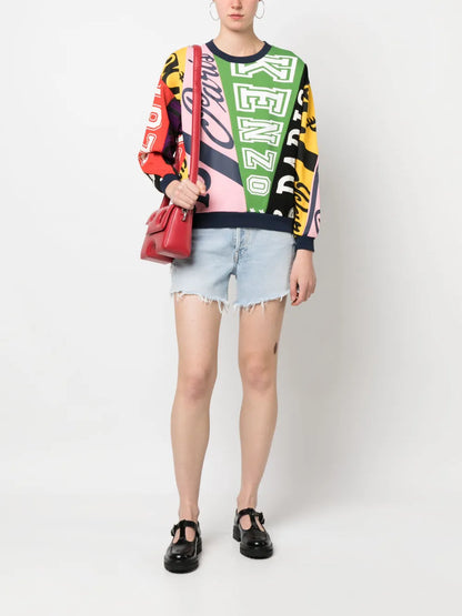 Flag Printed Cotton Sweatshirt