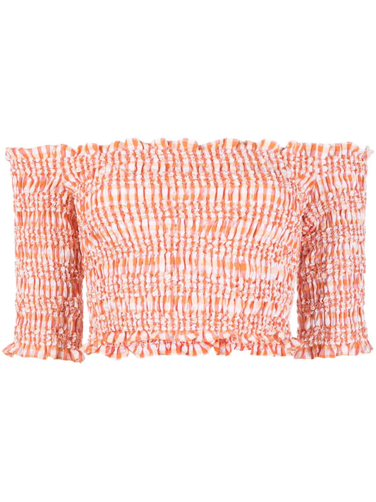 Off-Shoulder Gingham Top