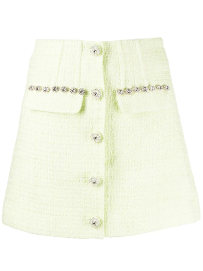 High-Waisted Bouclé Miniskirt