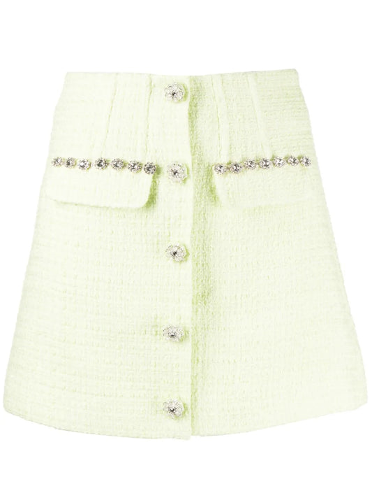 High-Waisted Bouclé Miniskirt