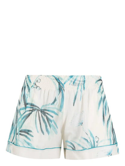 Botanical-Print Cotton Shorts