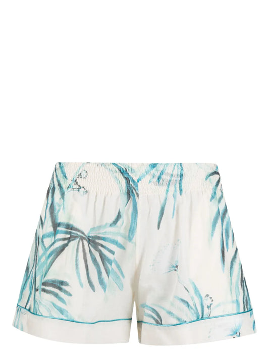 Botanical-Print Cotton Shorts