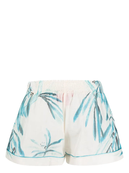 Botanical-Print Cotton Shorts