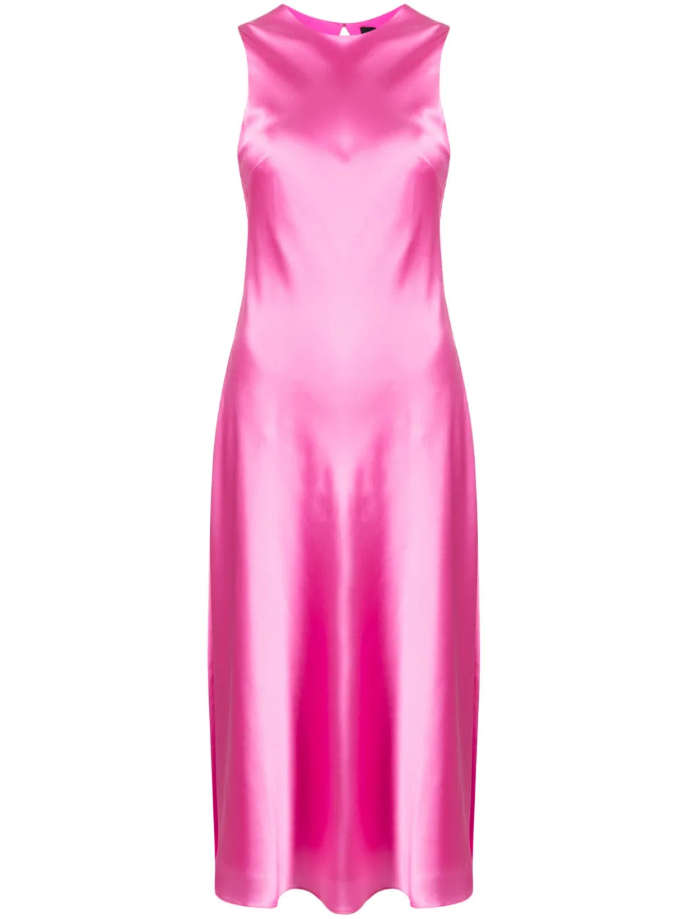 Sleeveless Flared-Skirt Silk Dress