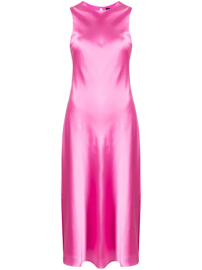 Sleeveless Flared-Skirt Silk Dress