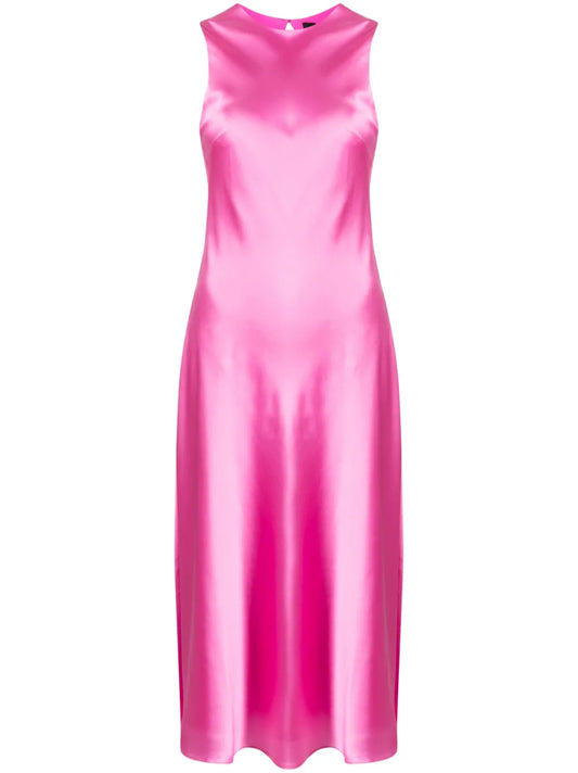 Sleeveless Flared-Skirt Silk Dress