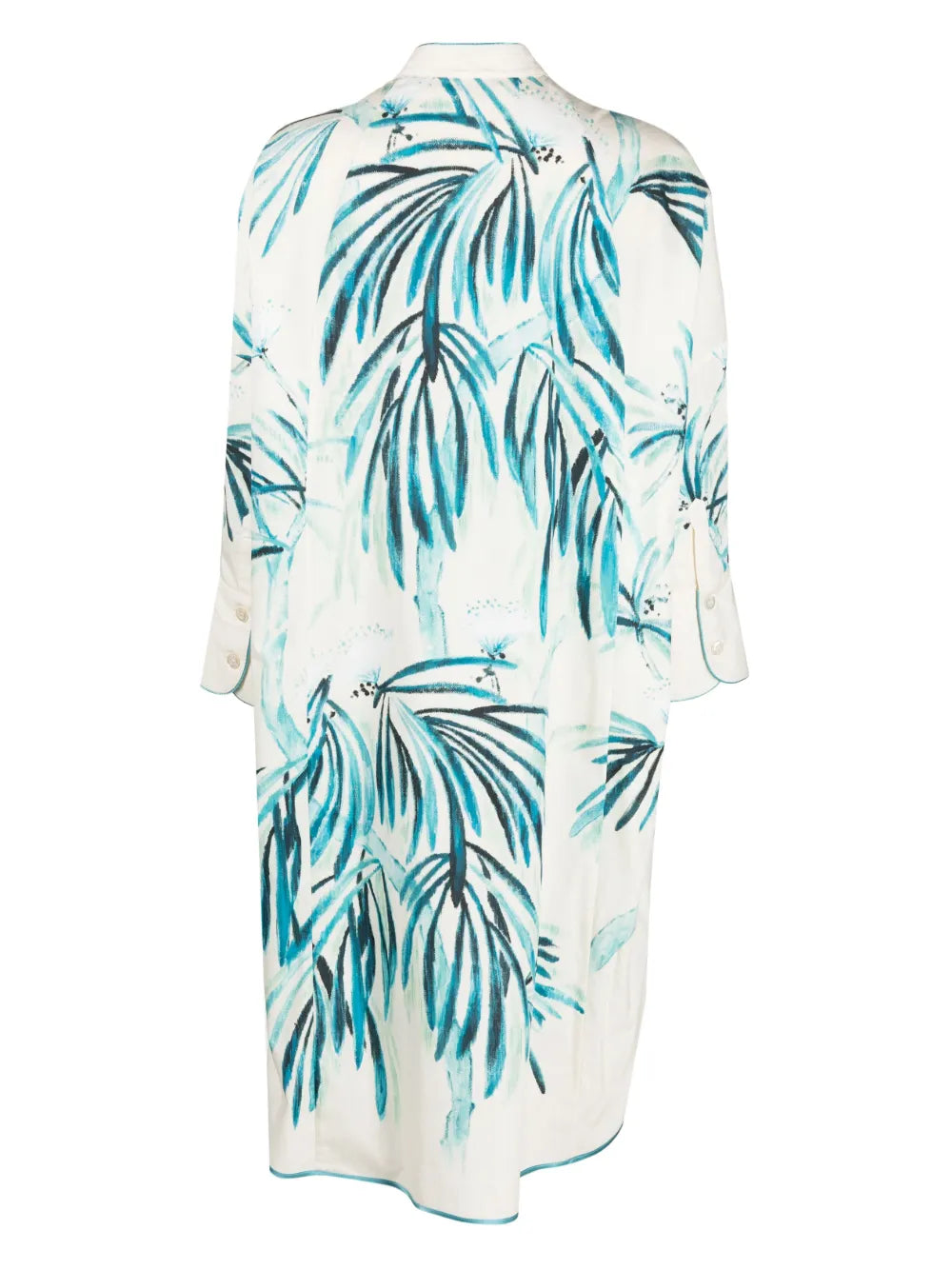 Leaf-Print Cotton Shirt Dress