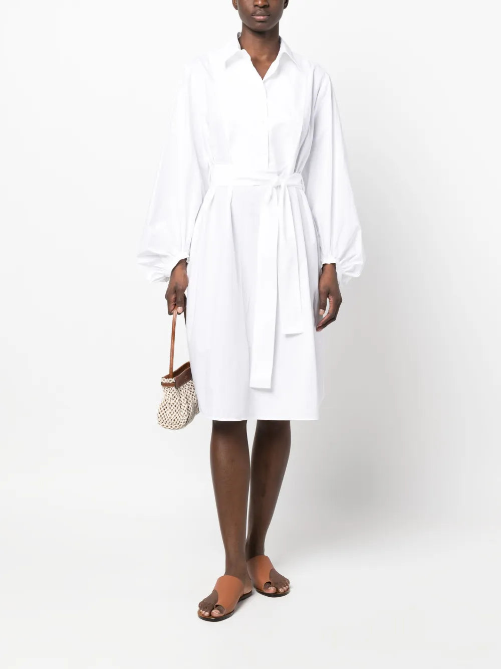 Belted Long-Sleeve Shirt Dress