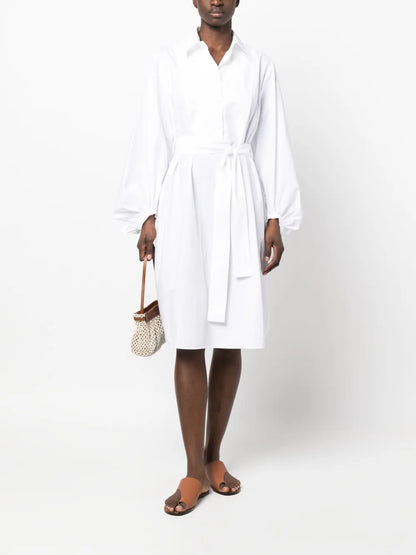 Belted Long-Sleeve Shirt Dress