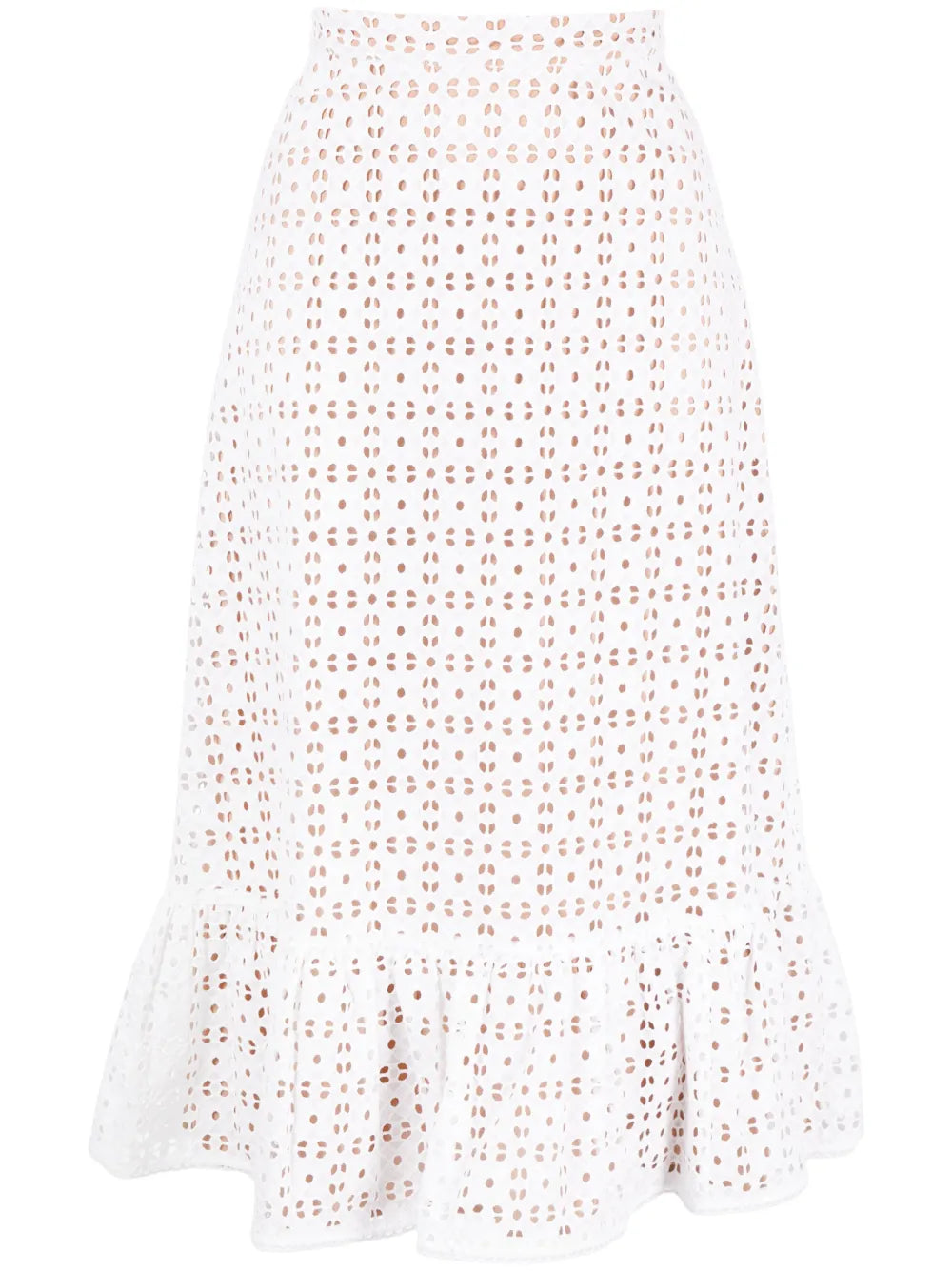 Eyelet-Detail Cotton Midi Skirt